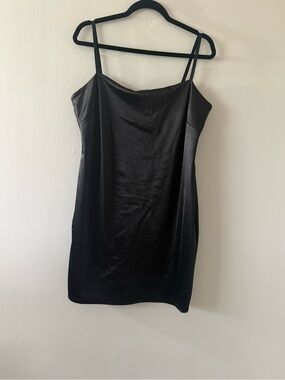 torrid Black Satin Mini Slip Dress with Thin Straps